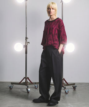 NISHIKAWA KEORI Wool Mix Gabardine Prime Wide One-Tuck Wide Pants
