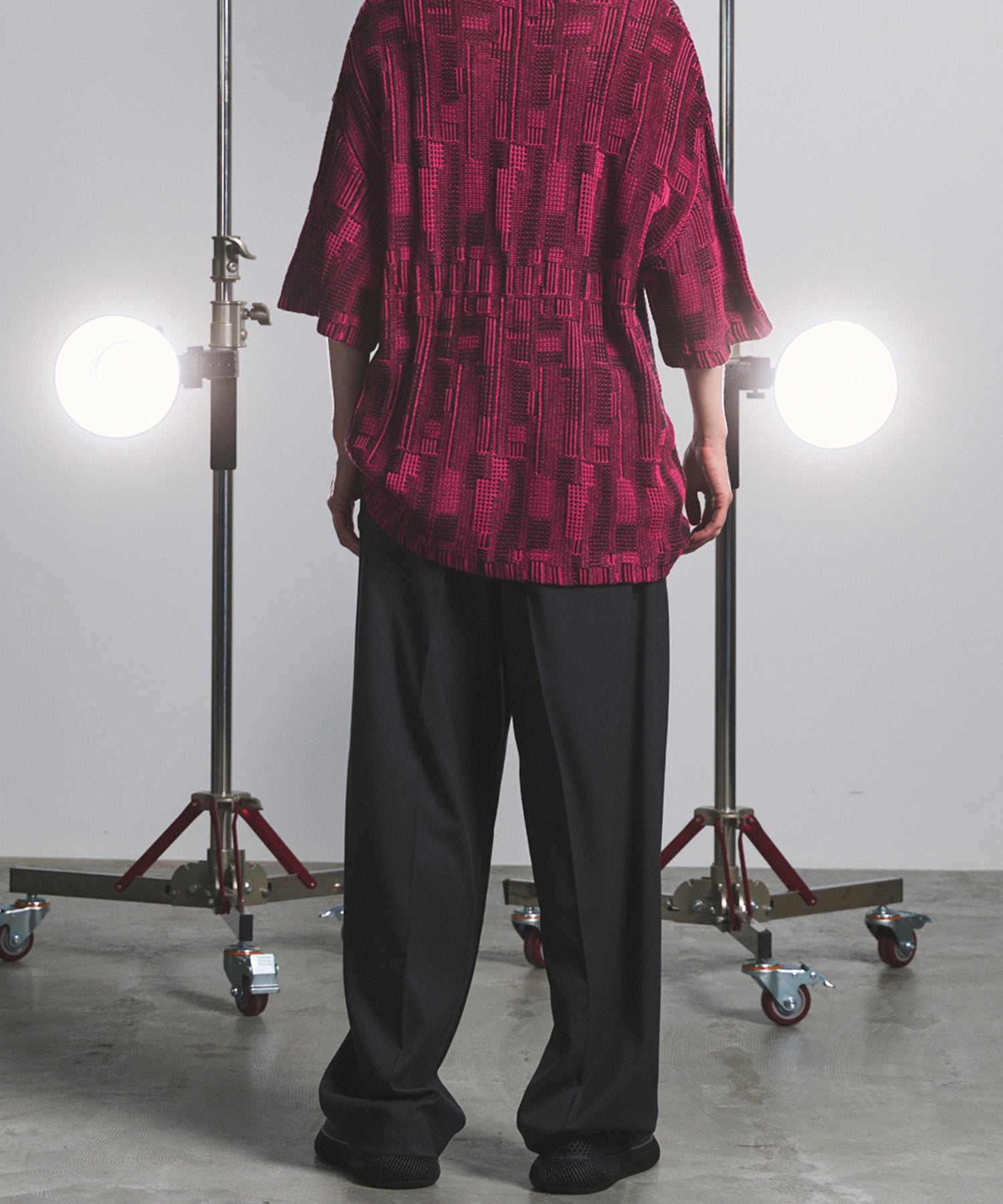 NISHIKAWA KEORI Wool Mix Gabardine Prime Wide One-Tuck Wide Pants