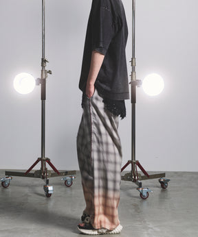 Destroy Damage Prime-Wide Ombre Check Relaxing Pants