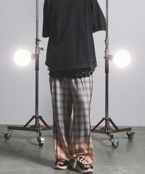 Destroy Damage Prime-Wide Ombre Check Relaxing Pants