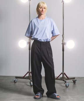 NISHIKAWA KEORI Wool Mix Gabardine Prime Wide One-Tuck Wide Pants