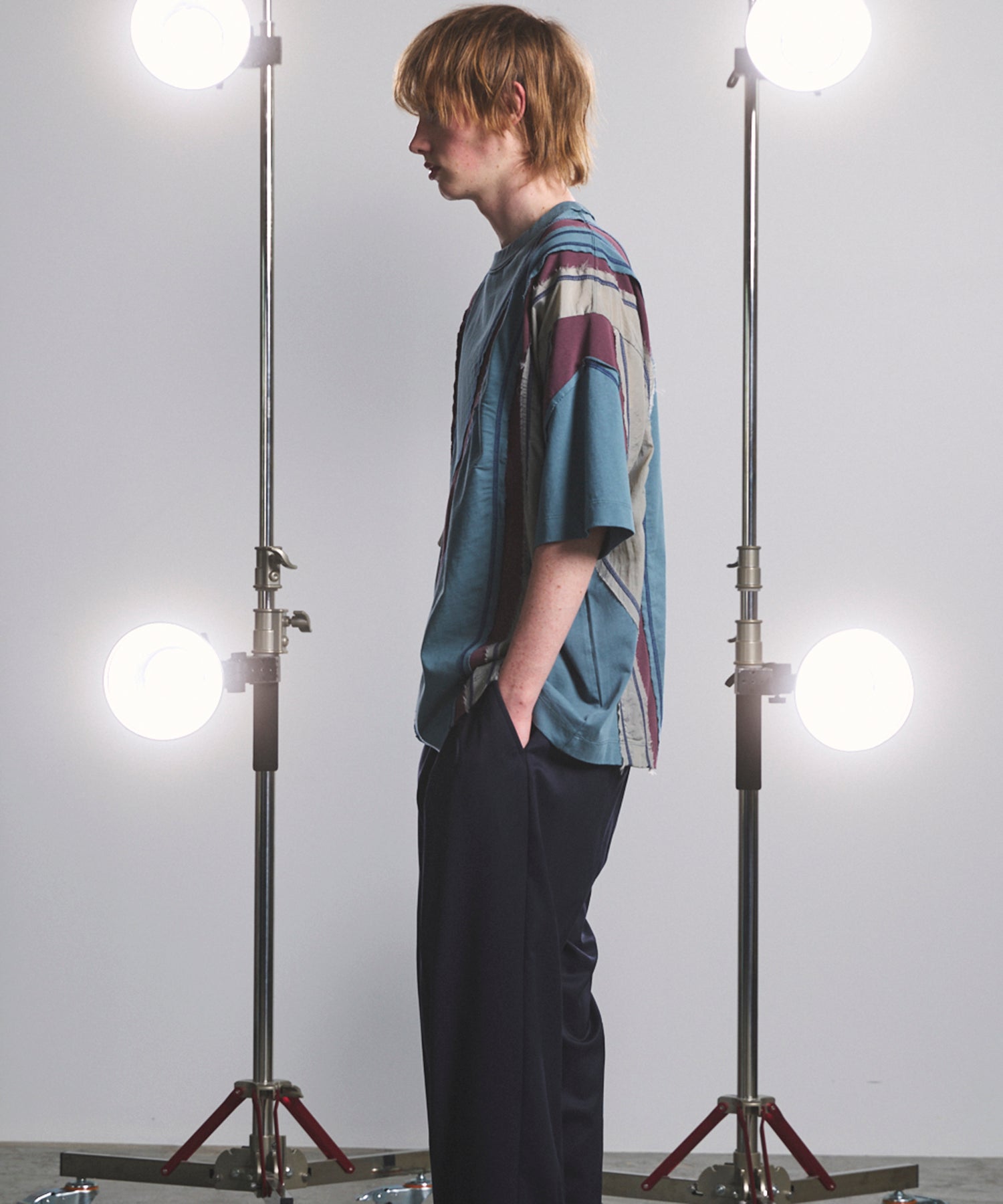 【26SS PRE-ORDER】Different Material Curve Switching Prime-Over Short-sleeved T-Shirt