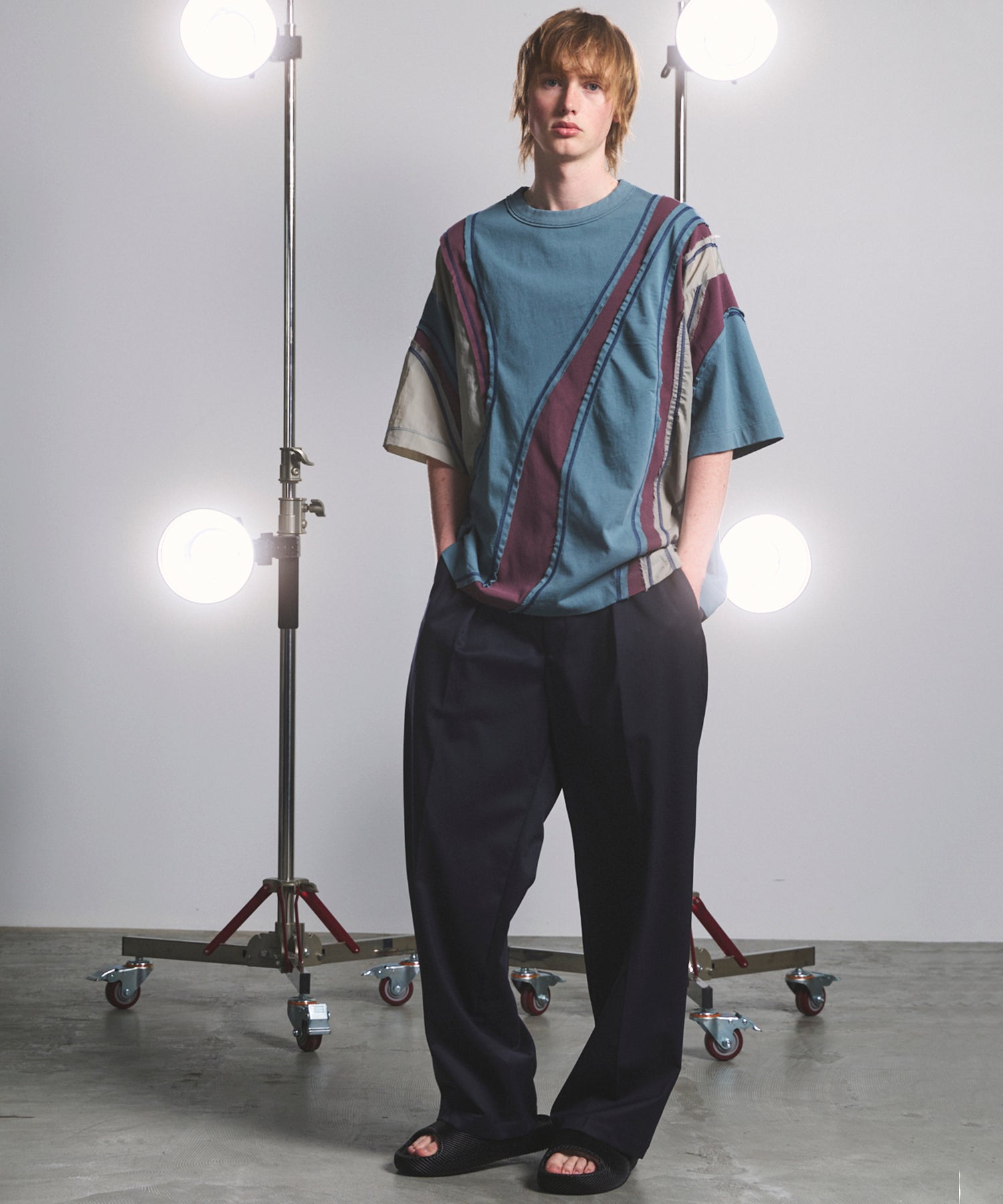 NISHIKAWA KEORI Wool Mix Gabardine Prime Wide One-Tuck Wide Pants