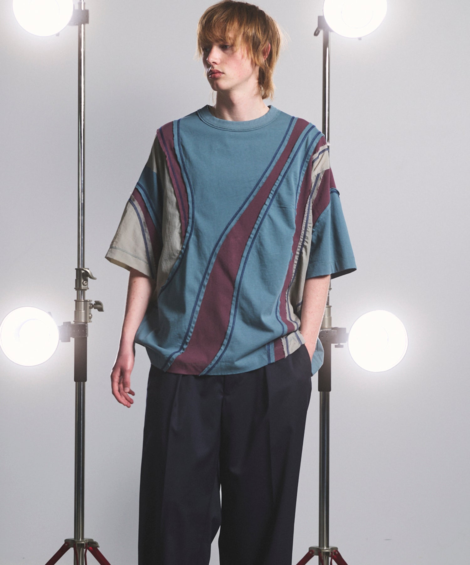 【26SS PRE-ORDER】Different Material Curve Switching Prime-Over Short-sleeved T-Shirt