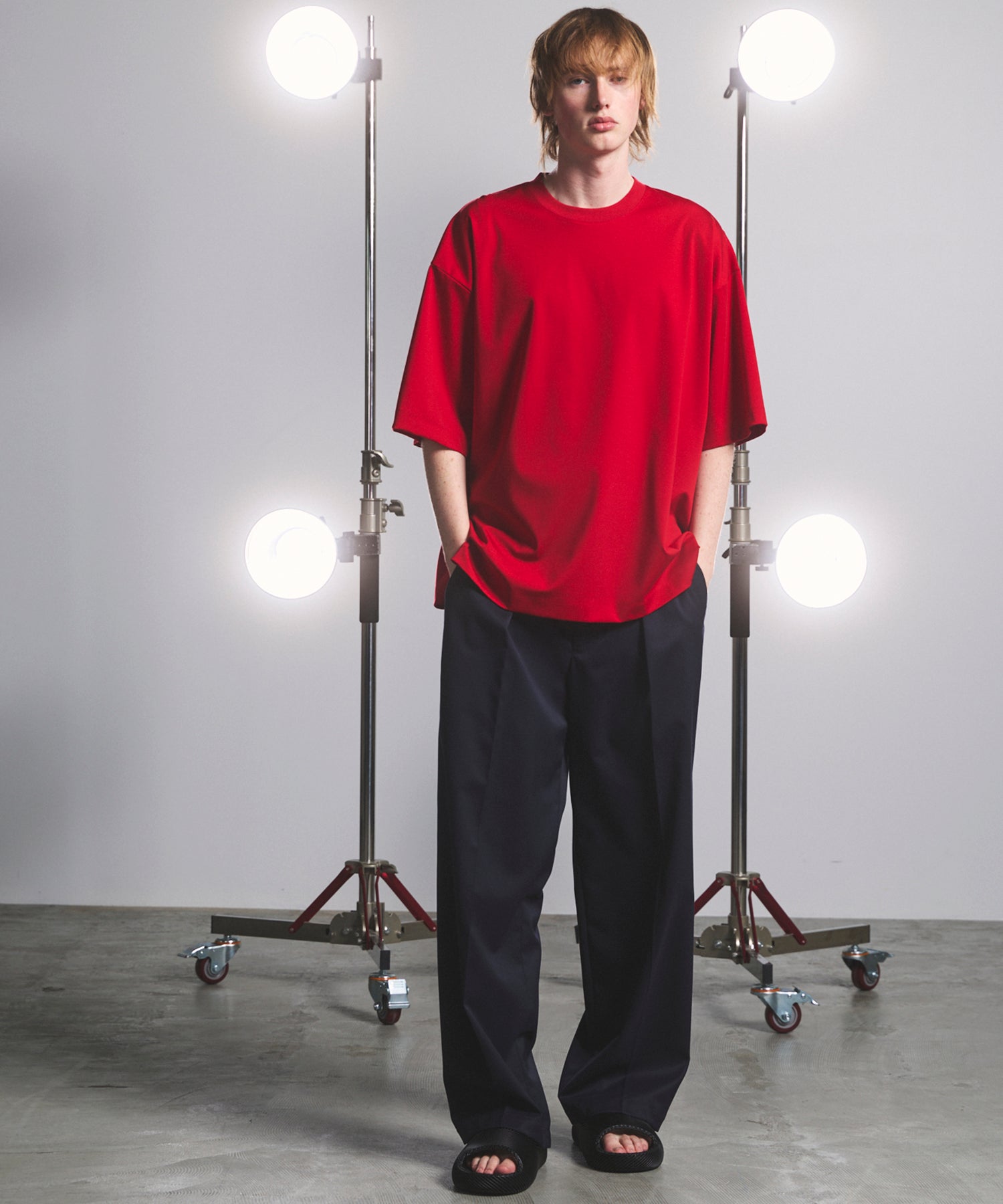NISHIKAWA KEORI Wool Mix Gabardine Prime Wide One-Tuck Wide Pants