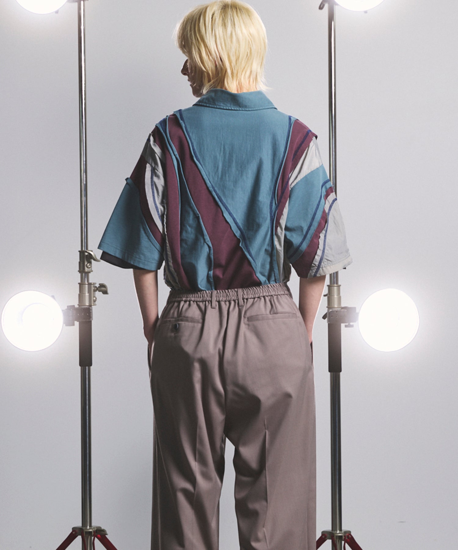 【26SS PRE-ORDER】Different Material Curve Switching Prime-Over Short-sleeved Polo Shirt