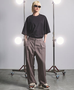 NISHIKAWA KEORI Wool Mix Gabardine Prime Wide One-Tuck Wide Pants
