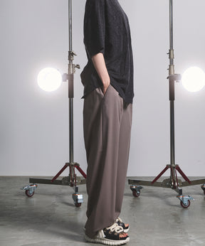 NISHIKAWA KEORI Wool Mix Gabardine Prime Wide One-Tuck Wide Pants
