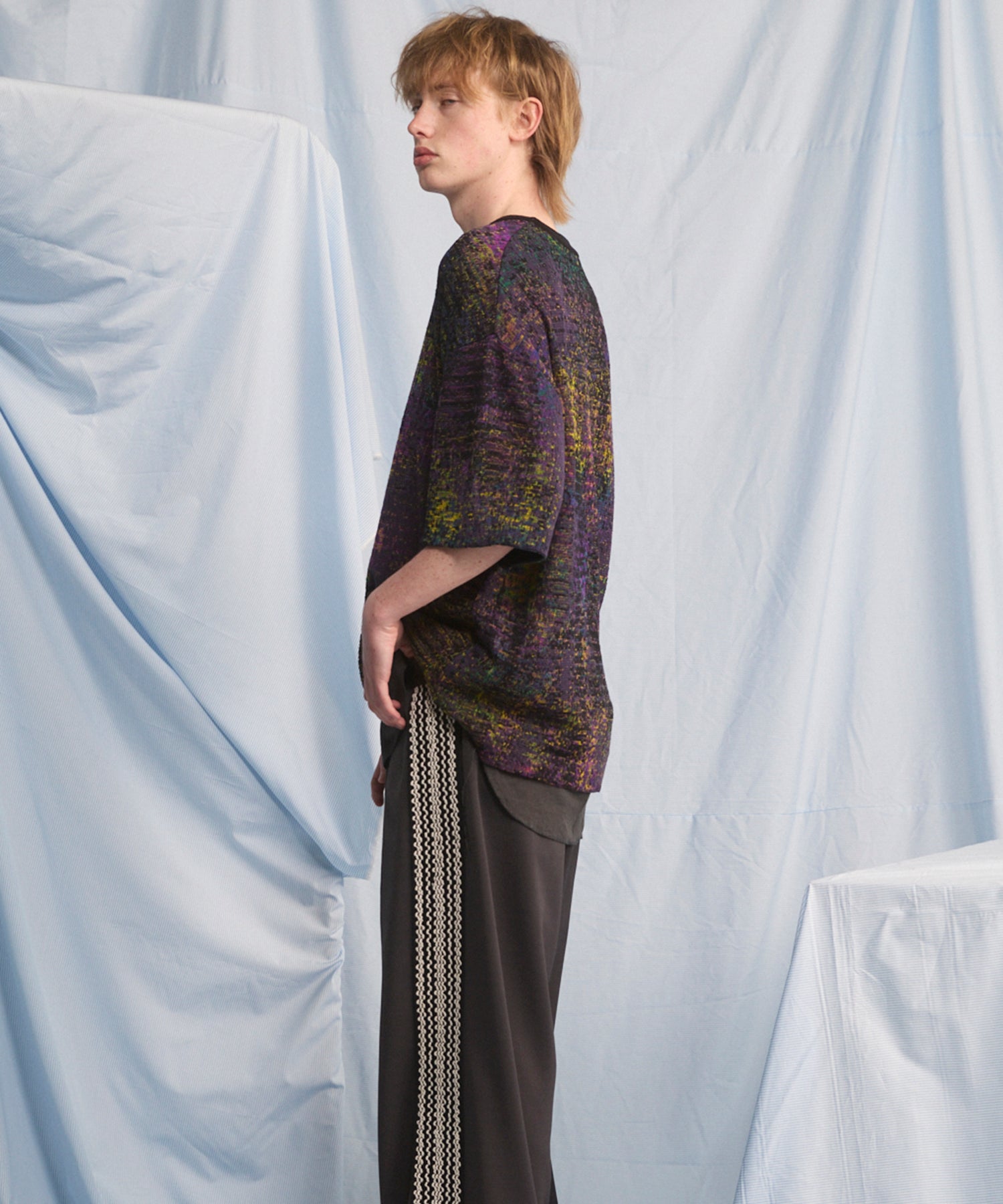Dry KASURI Abstract Pattern Prime-Over Knit T-shirt