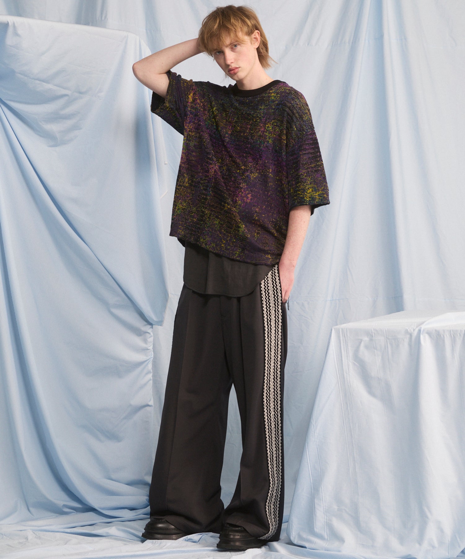 Dry KASURI Abstract Pattern Prime-Over Knit T-shirt