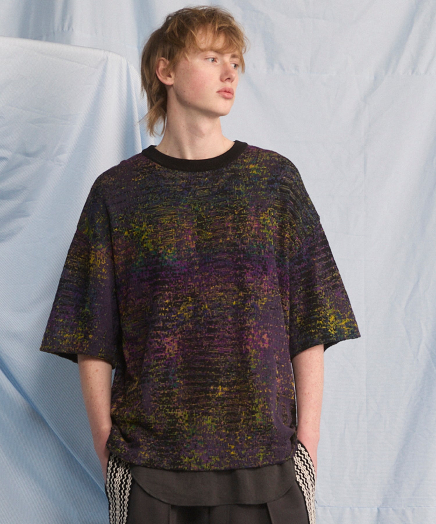 Dry KASURI Abstract Pattern Prime-Over Knit T-shirt