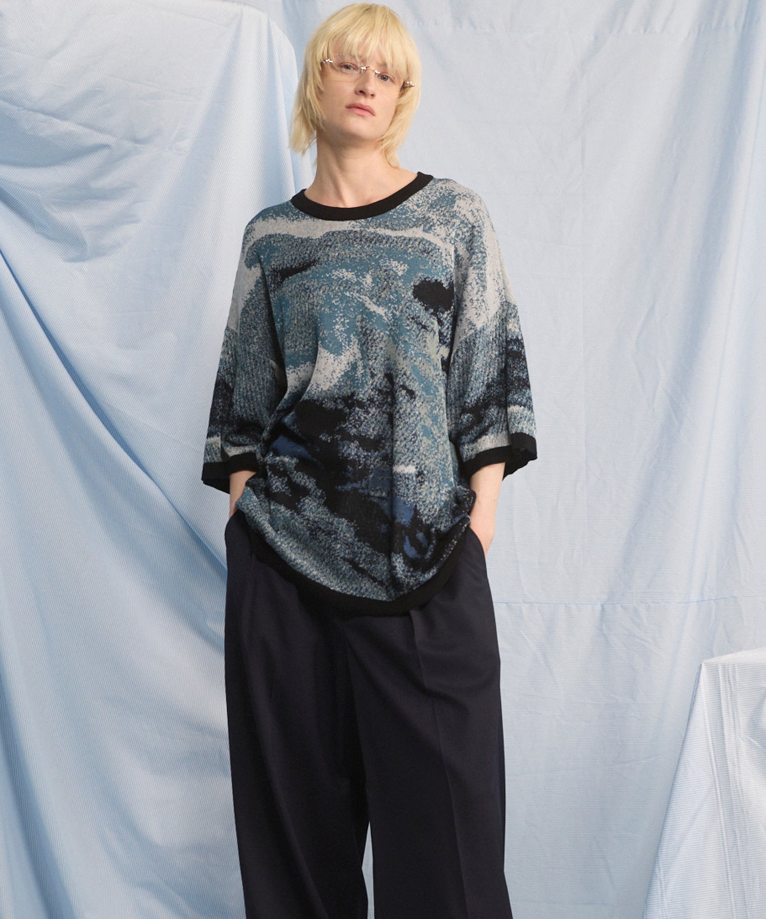 Cotton Bulky Acrylic Blend Prime-Over Gradation Dyeing Knit