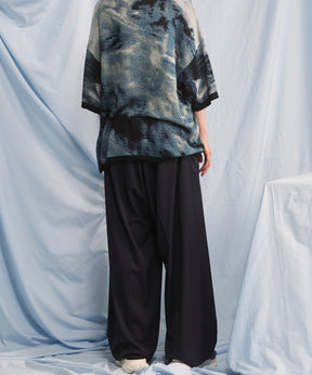 NISHIKAWA KEORI Wool Mix Gabardine Continuous Tow-Tuck Wide Pants
