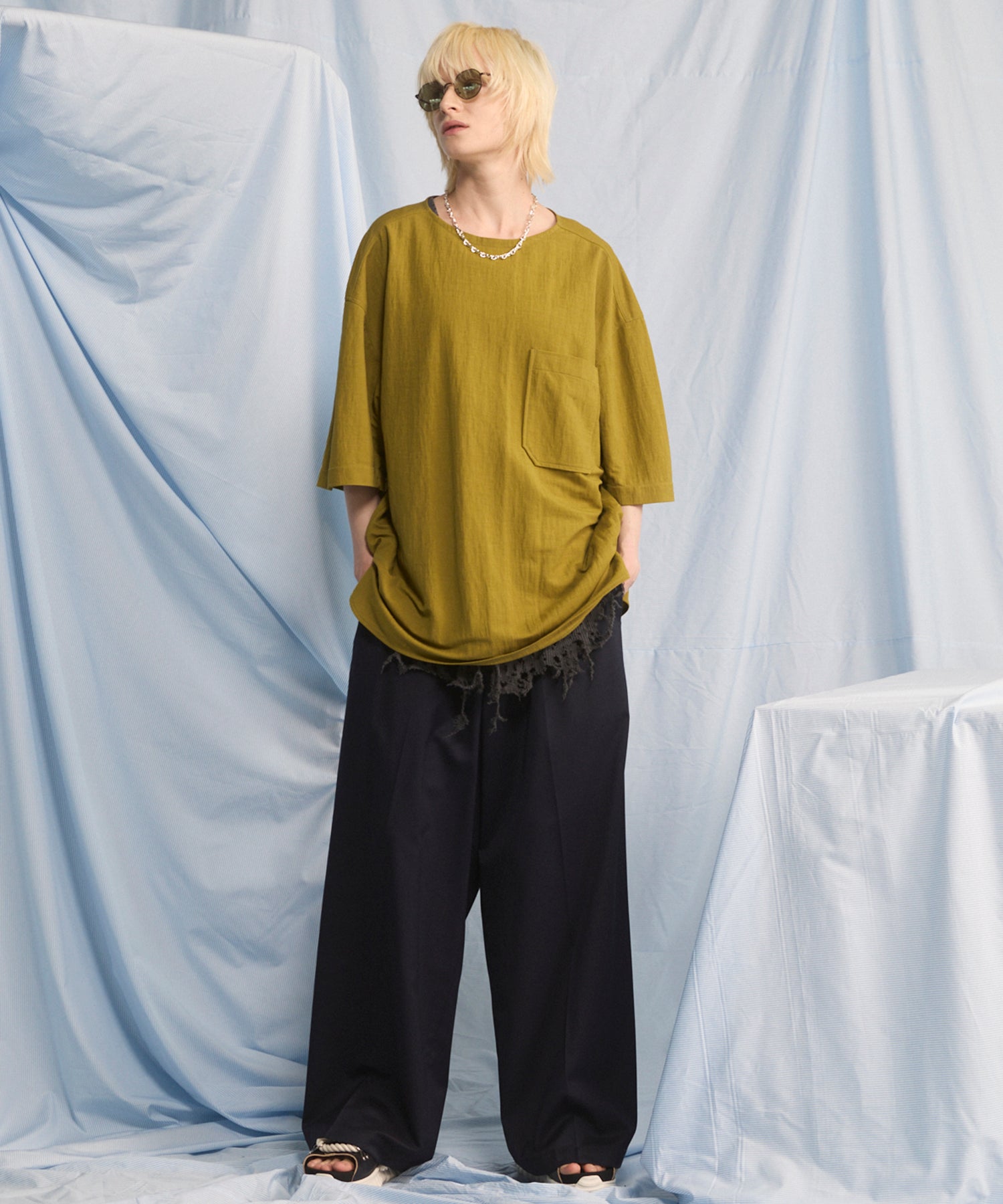 26ss シルクトップス TAAKK - 【26SS】シルク シャツ / SILK SHIRT / ブルー | STORY