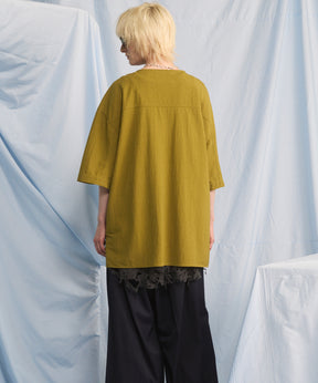 Woven-like Smooth Prime-Over Short-sleeved T-shirt