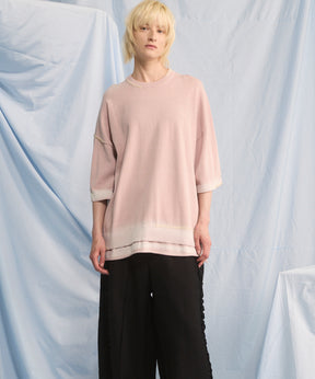 High Twist Prime-Over Pigment Bleach Crew Neck Knit T-shirt