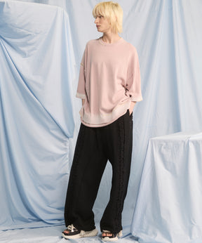 High Twist Prime-Over Pigment Bleach Crew Neck Knit T-shirt