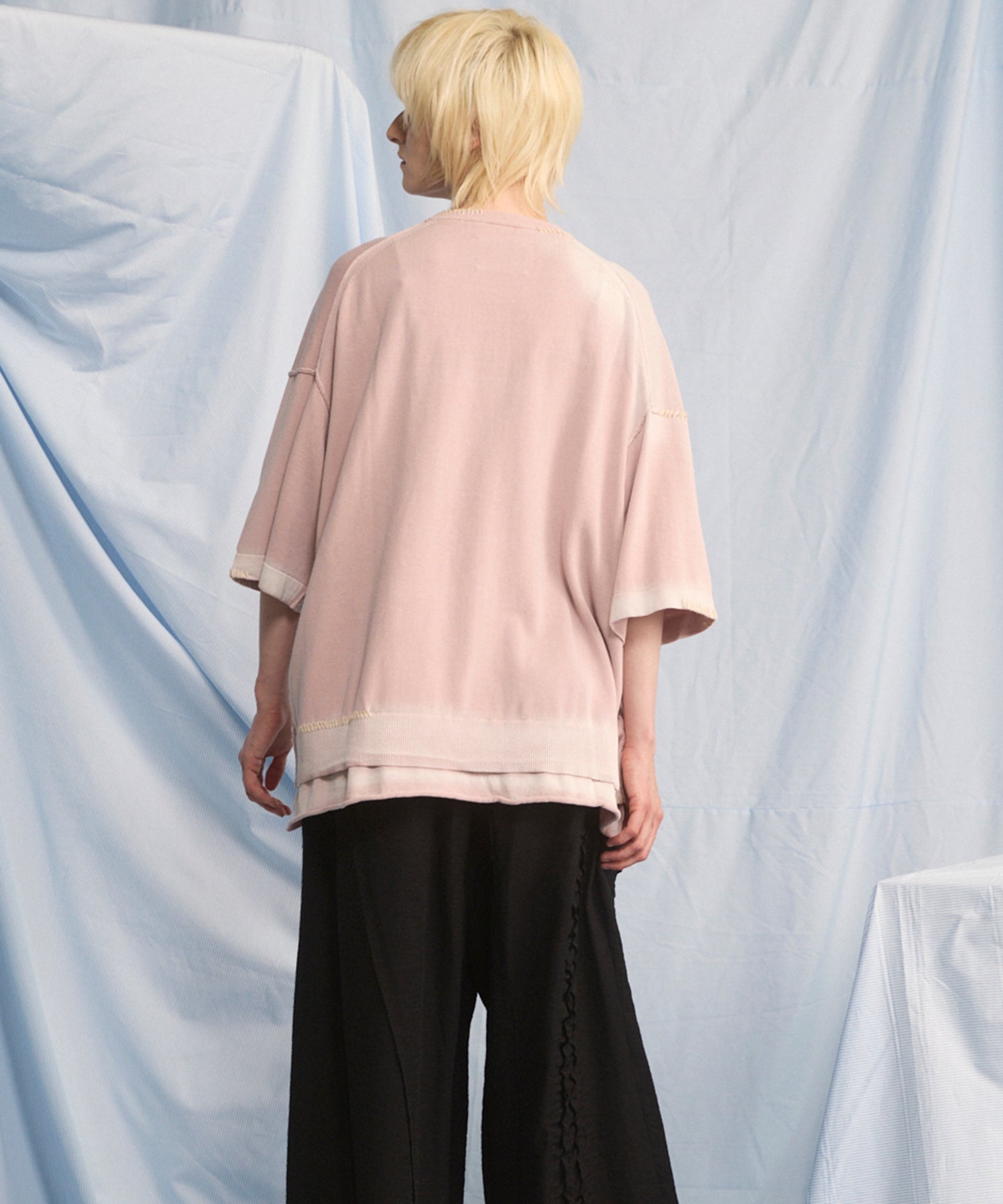 High Twist Prime-Over Pigment Bleach Crew Neck Knit T-shirt