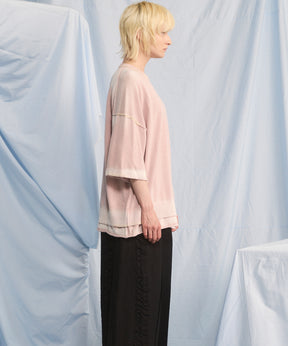 High Twist Prime-Over Pigment Bleach Crew Neck Knit T-shirt