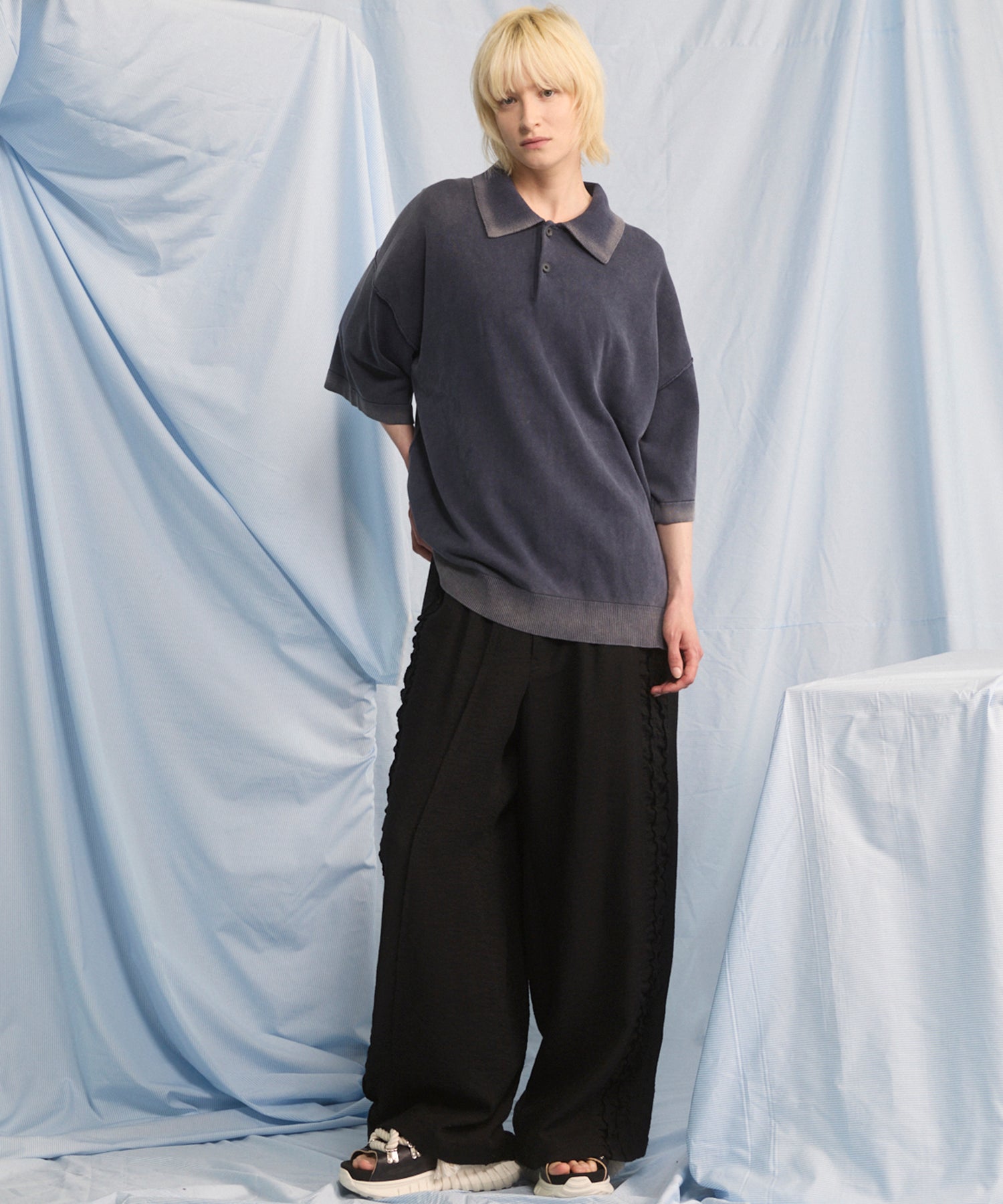 [26SS PRE-ORDER] Linen Mix Slab Side Big Pocket Prime-Wide Pants