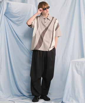 【26SS PRE-ORDER】Different Material Curve Switching Prime-Over Short-sleeved Polo Shirt