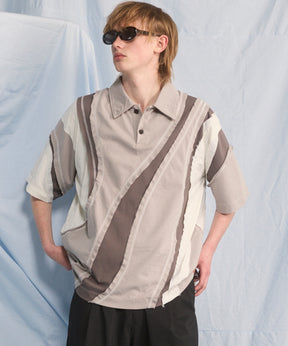 【26SS PRE-ORDER】Different Material Curve Switching Prime-Over Short-sleeved Polo Shirt