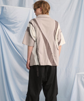 【26SS PRE-ORDER】Different Material Curve Switching Prime-Over Short-sleeved Polo Shirt