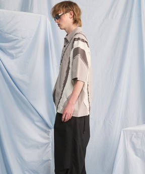 【26SS PRE-ORDER】Different Material Curve Switching Prime-Over Short-sleeved Polo Shirt