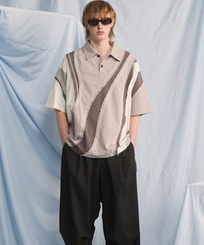 【26SS PRE-ORDER】Different Material Curve Switching Prime-Over Short-sleeved Polo Shirt