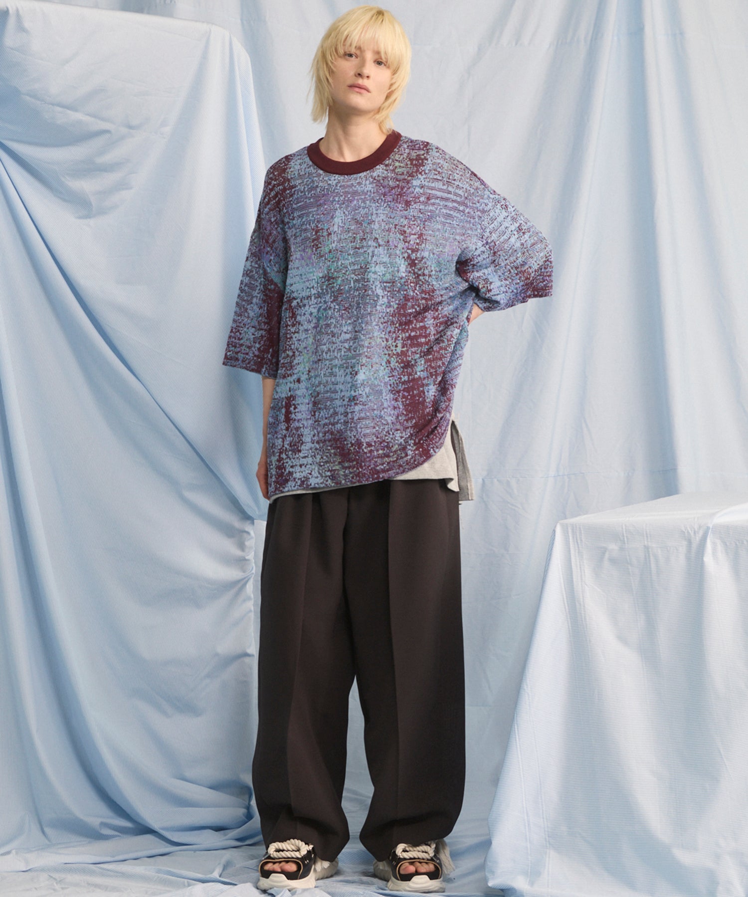 Dry KASURI Abstract Pattern Prime-Over Knit T-shirt