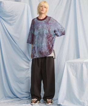 Wooly Mesh One-tuck Prime-Wide Tapered Slacks