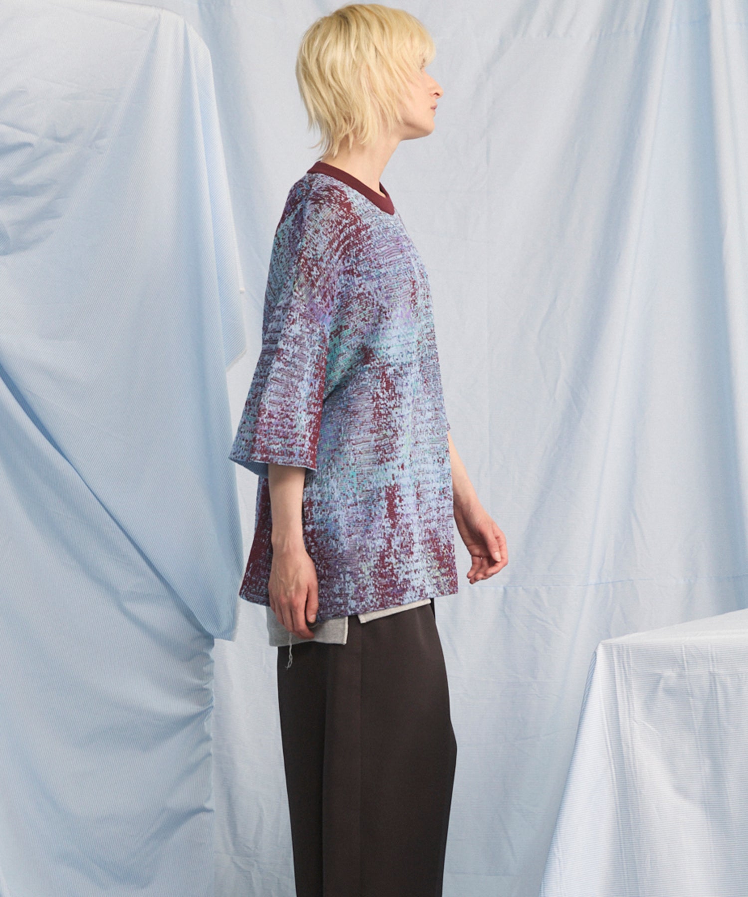 Dry KASURI Abstract Pattern Prime-Over Knit T-shirt