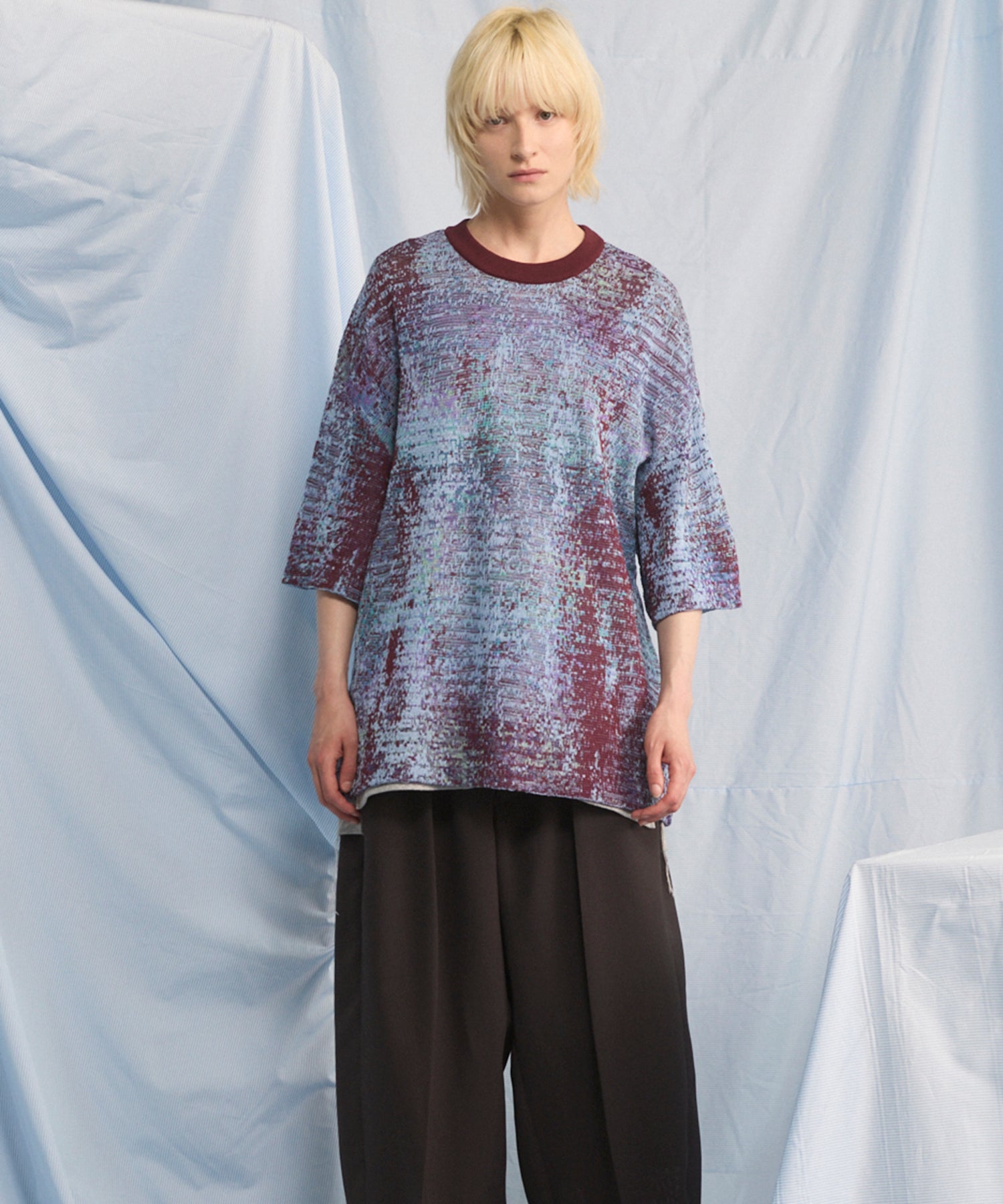 Dry KASURI Abstract Pattern Prime-Over Knit T-shirt