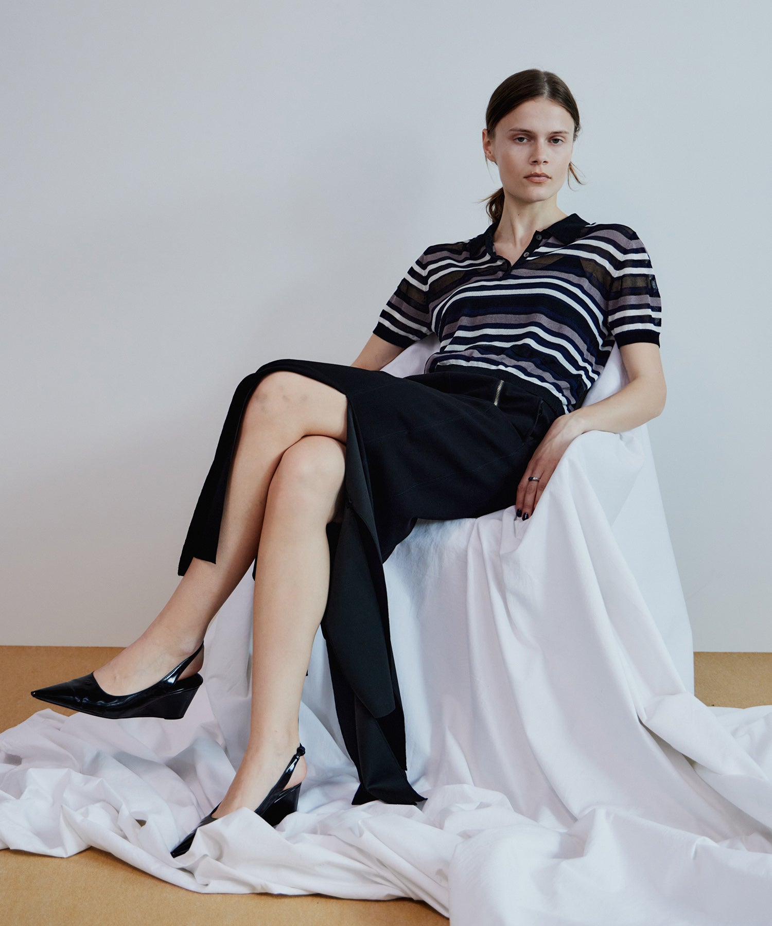【2026Summer PRE-ORDER】Sheer Border Knit Polo