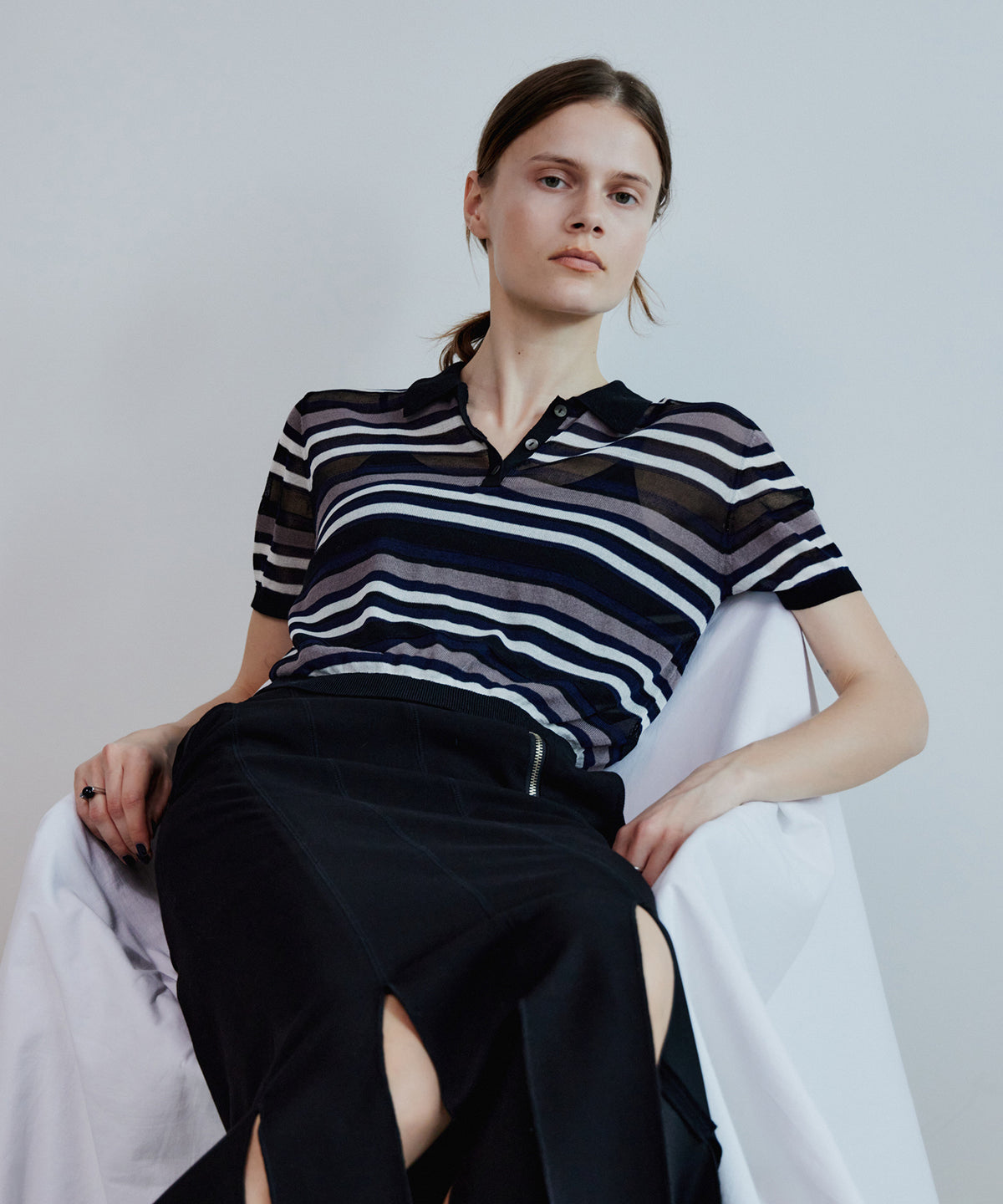 【2026Summer PRE-ORDER】Sheer Border Knit Polo