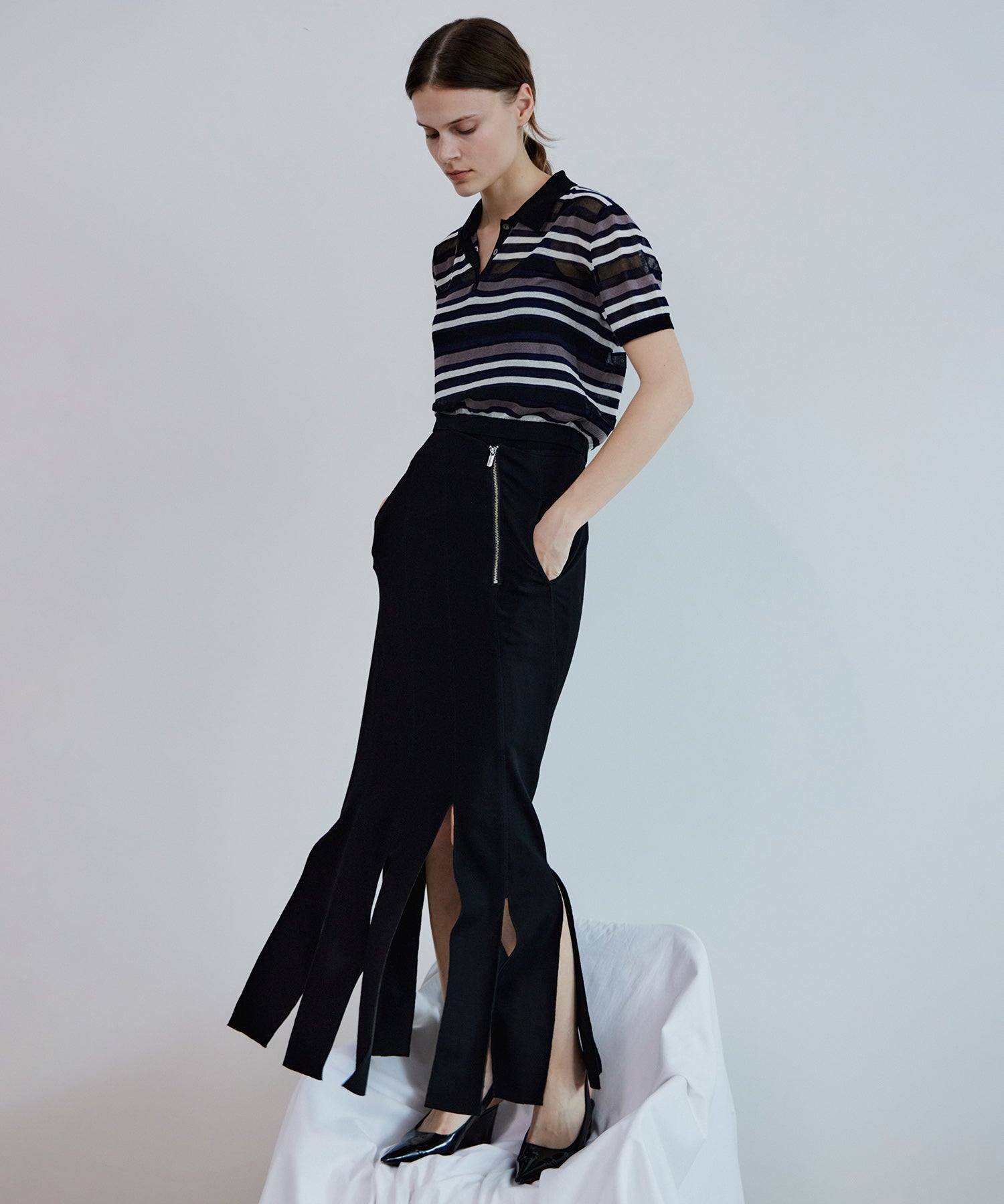 【2026Summer PRE-ORDER】Sheer Border Knit Polo