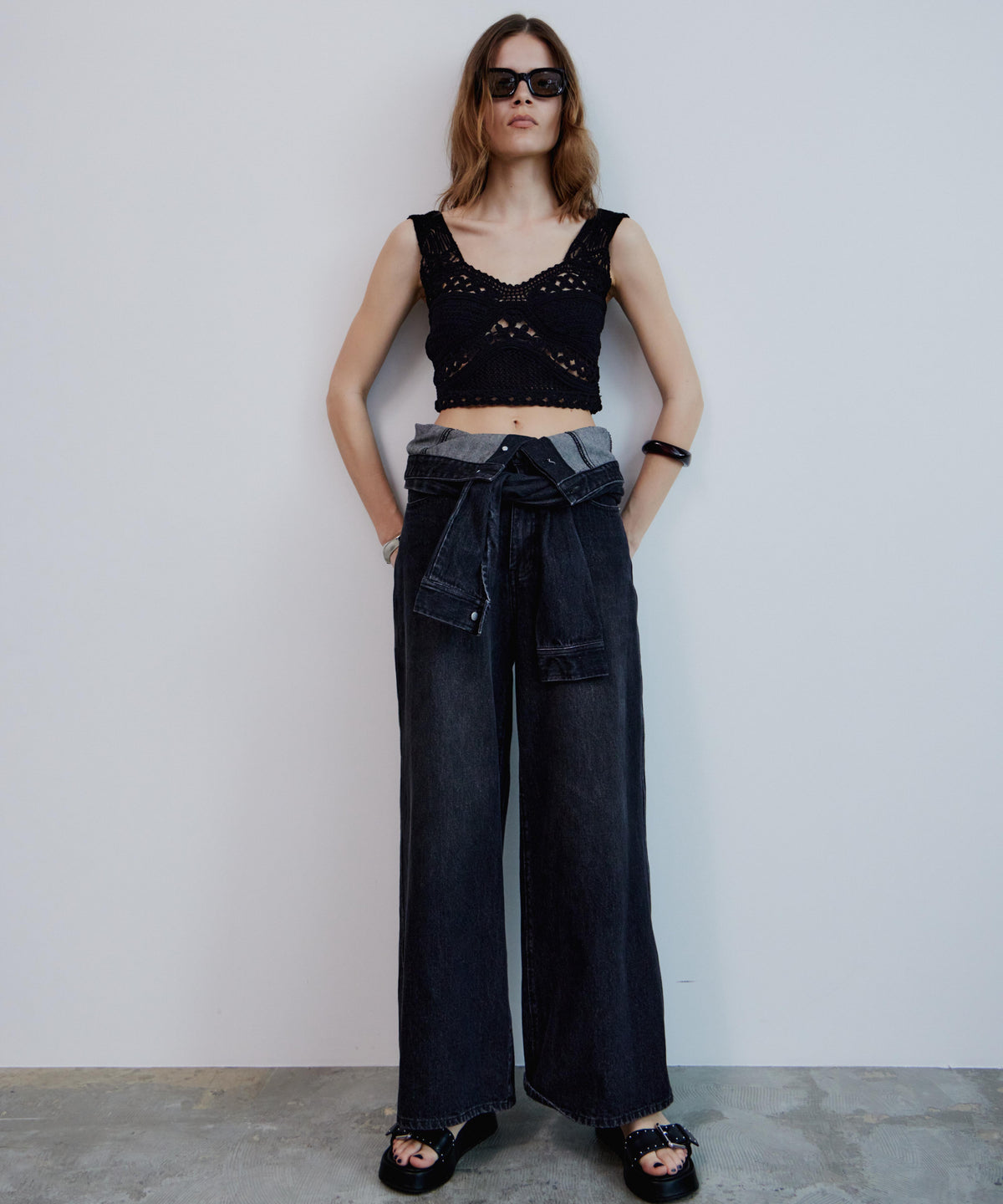 2WAY High-Waist Wide Denim