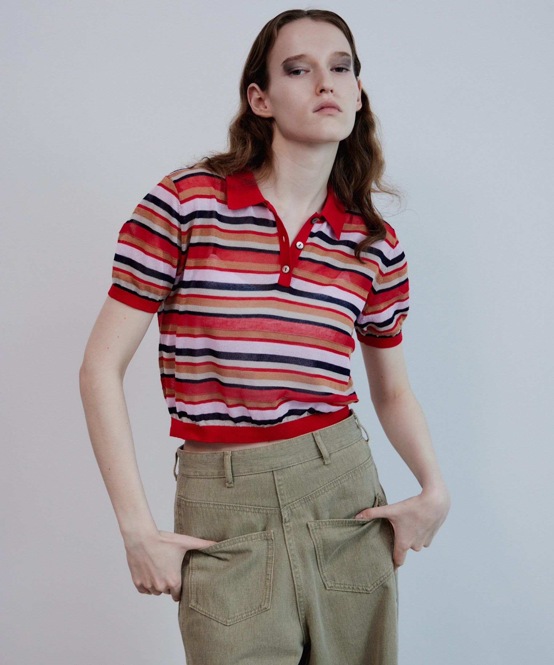 【2026Summer PRE-ORDER】Sheer Border Knit Polo