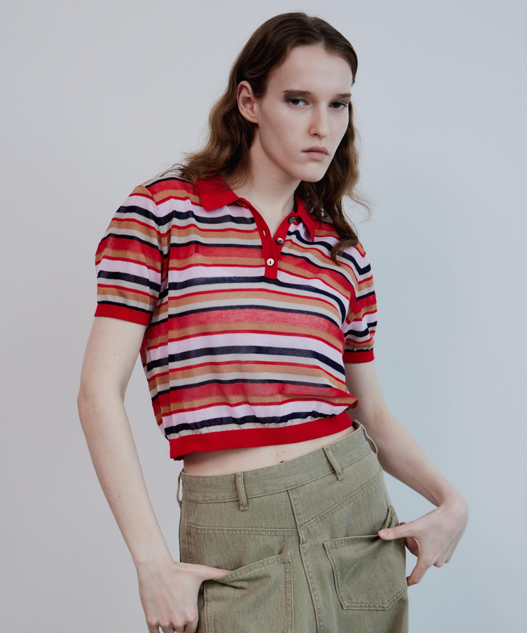 【2026Summer PRE-ORDER】Sheer Border Knit Polo