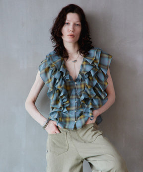 [2026Summer PRE-ORDER] Ruffle Check Shirts