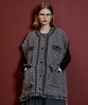 【26AUTUMN PRE-ORDER】Belted Tweed Oversized Vest