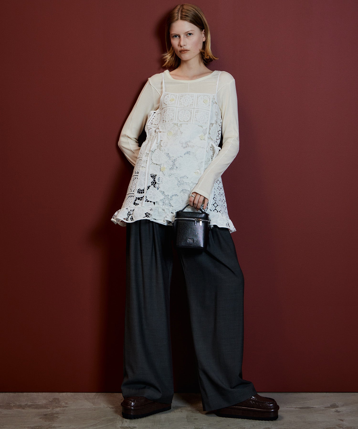 【26AUTUMN PRE-ORDER】Super 140 Wool Satin Slacks