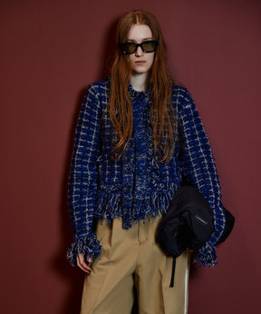 【26AUTUMN PRE-ORDER】Fringe Tweed Knit Cardigan