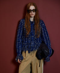 Fringe Tweed Knit Cardigan