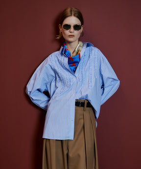 【26AUTUMN PRE-ORDER】Frill Oxford Overshirt
