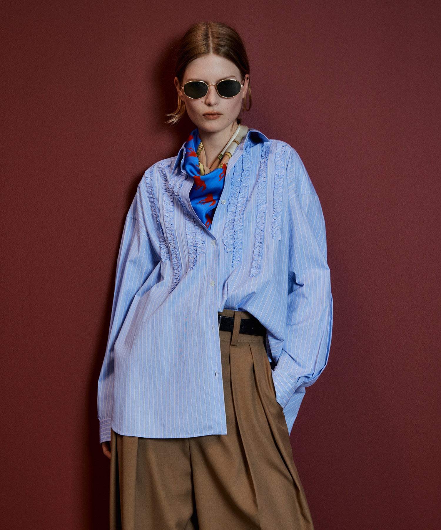 【26AUTUMN PRE-ORDER】Frill Oxford Overshirt