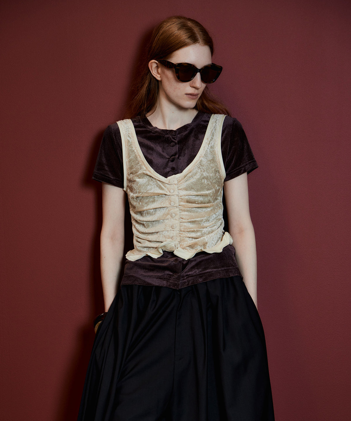 【26AUTUMN PRE-ORDER】Layered Velour Top