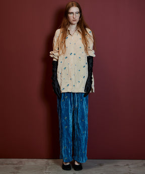 【26AUTUMN PRE-ORDER】Flower Embroidery Velour Easy Pants