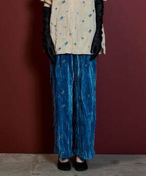 【26AUTUMN PRE-ORDER】Flower Embroidery Velour Easy Pants