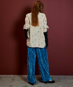 【26AUTUMN PRE-ORDER】Flower Embroidery Velour Overshirt